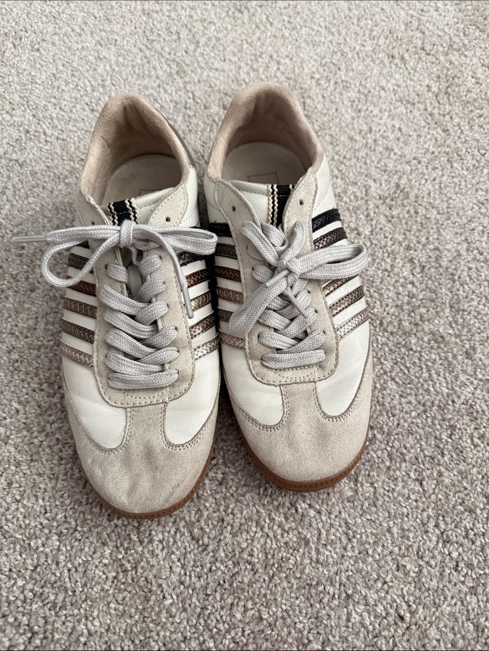 ShuShop Lace-Up Cream and Brown Accent Women's Sneakers